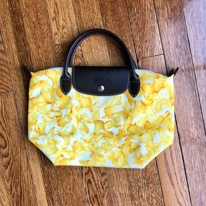 NWOT Longchamp Darshan Floral Small Yellow Tote